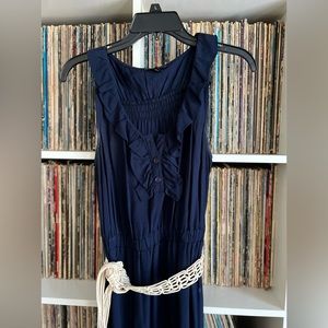 Navy blue BCX dress. Long. Belt.